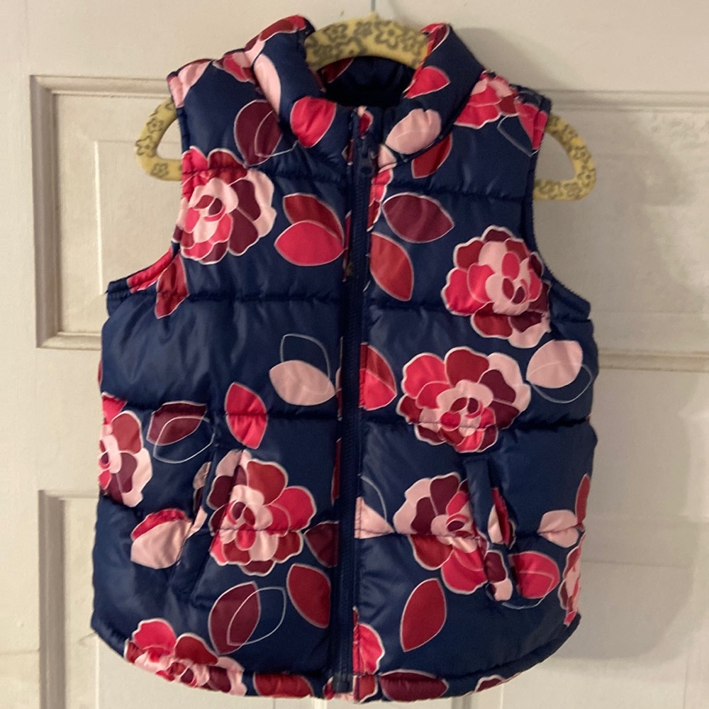 Floral, fleece lined puffer vest